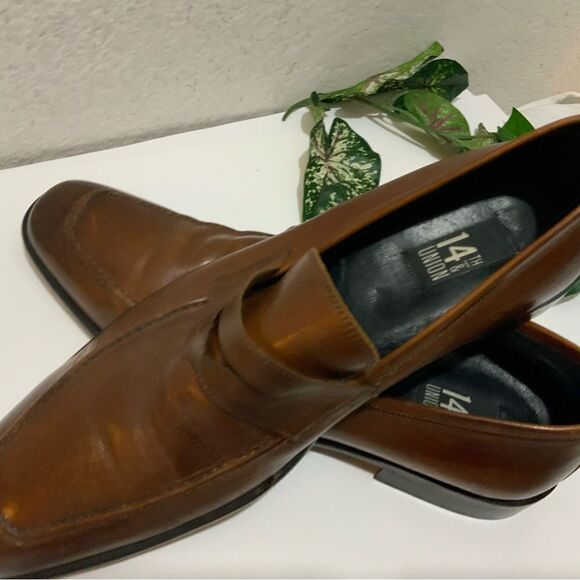 14Th & Union Mens Brown Leather Loafer Shoes Size 10.5M